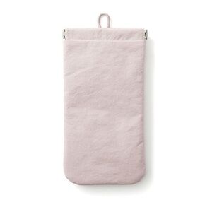 Muji Wrinkled Nylon Self-Closing Flat Pouch/Cosmetic Bag_Light Pink_NWT
